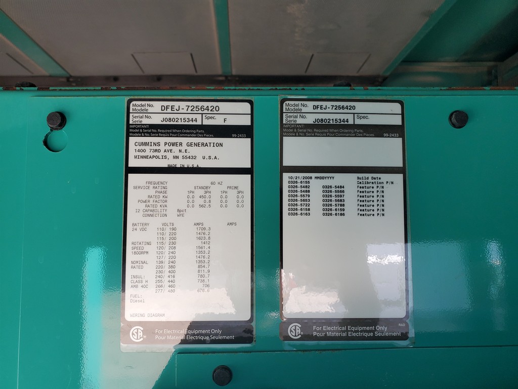 Cummins DFEJ Generator