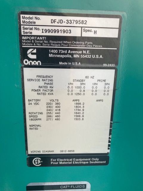 Cummins KTA kW Generator Set