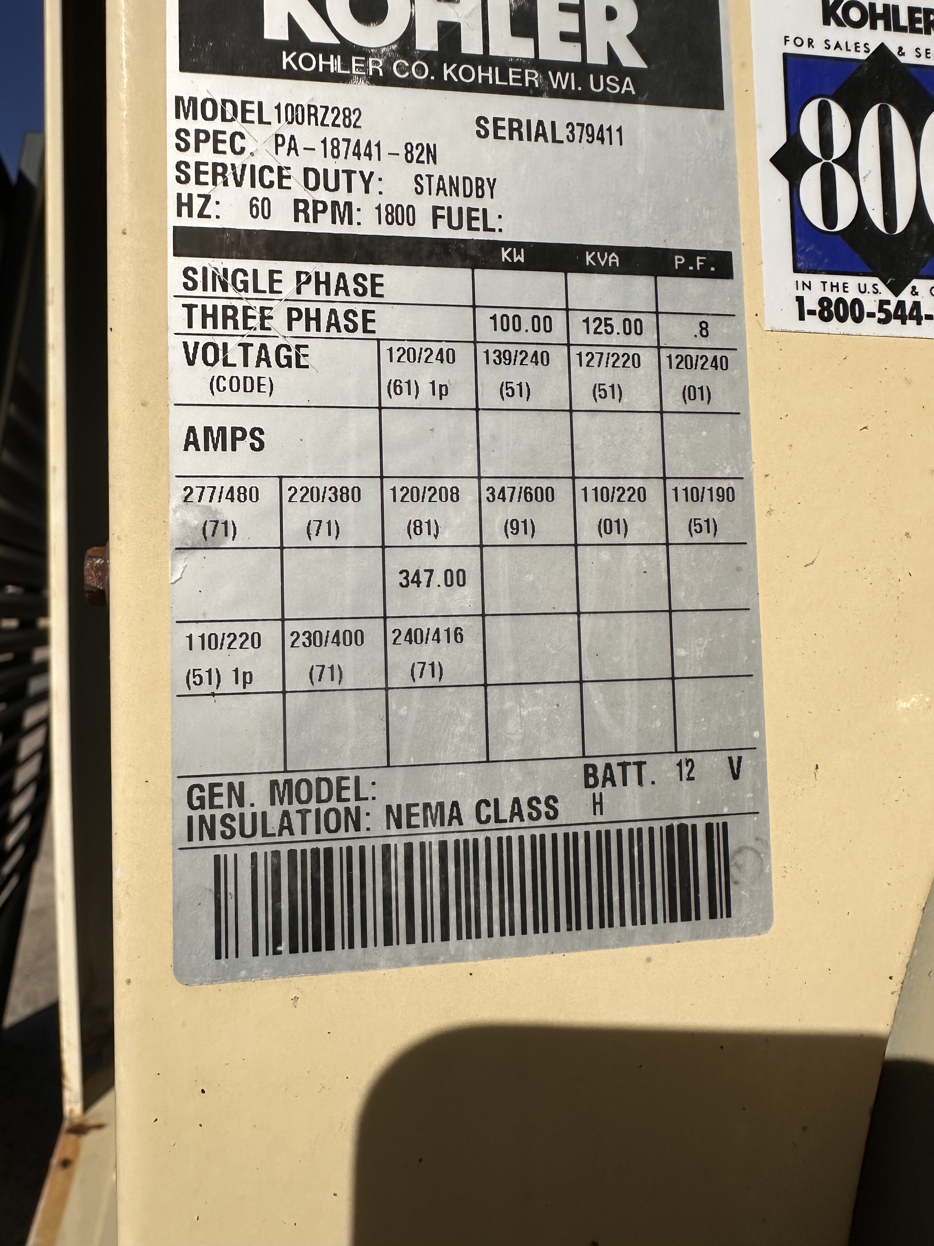 Kohler RZ Generator Set rotated