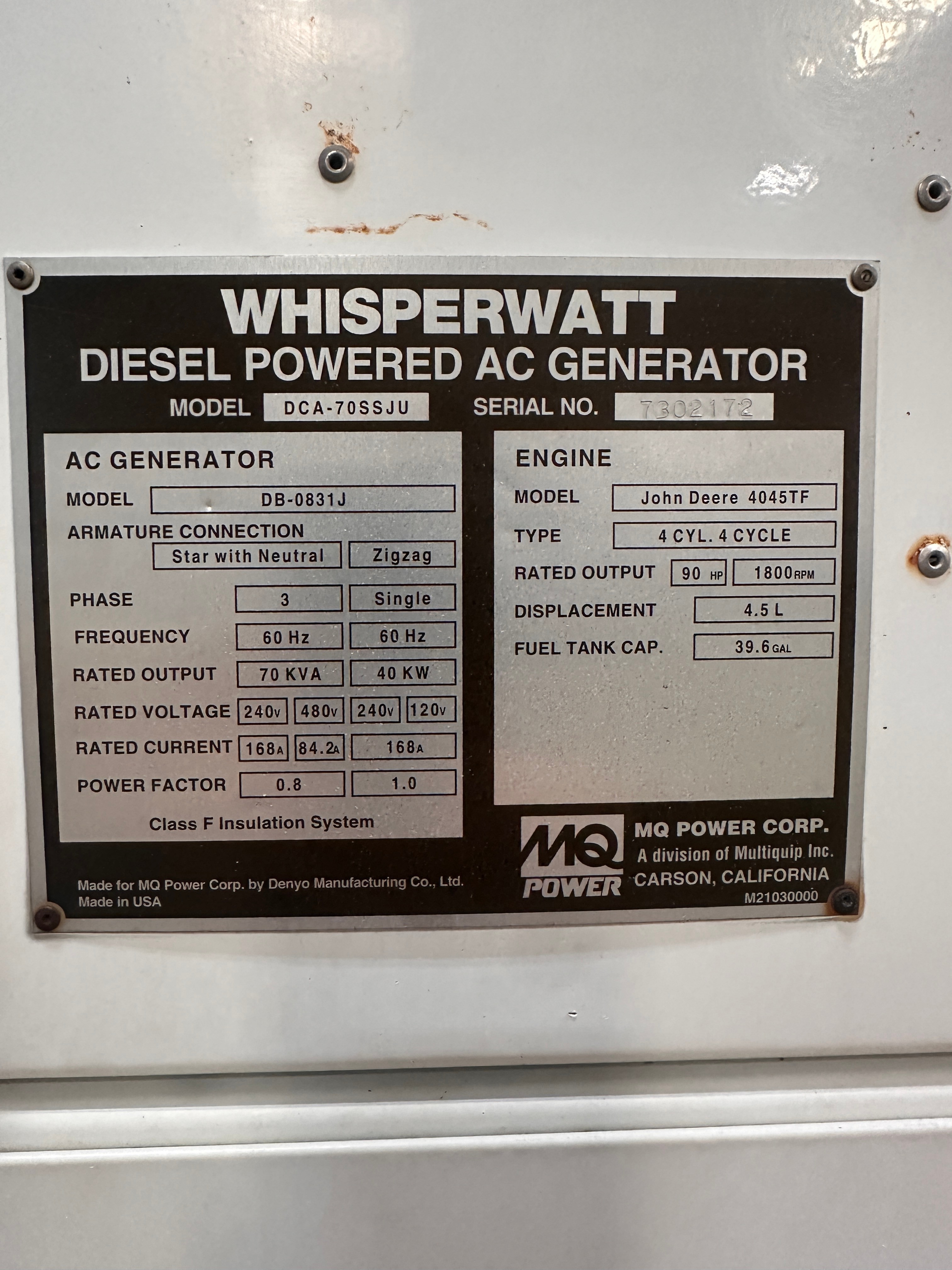 MQ DCA Generator Set
