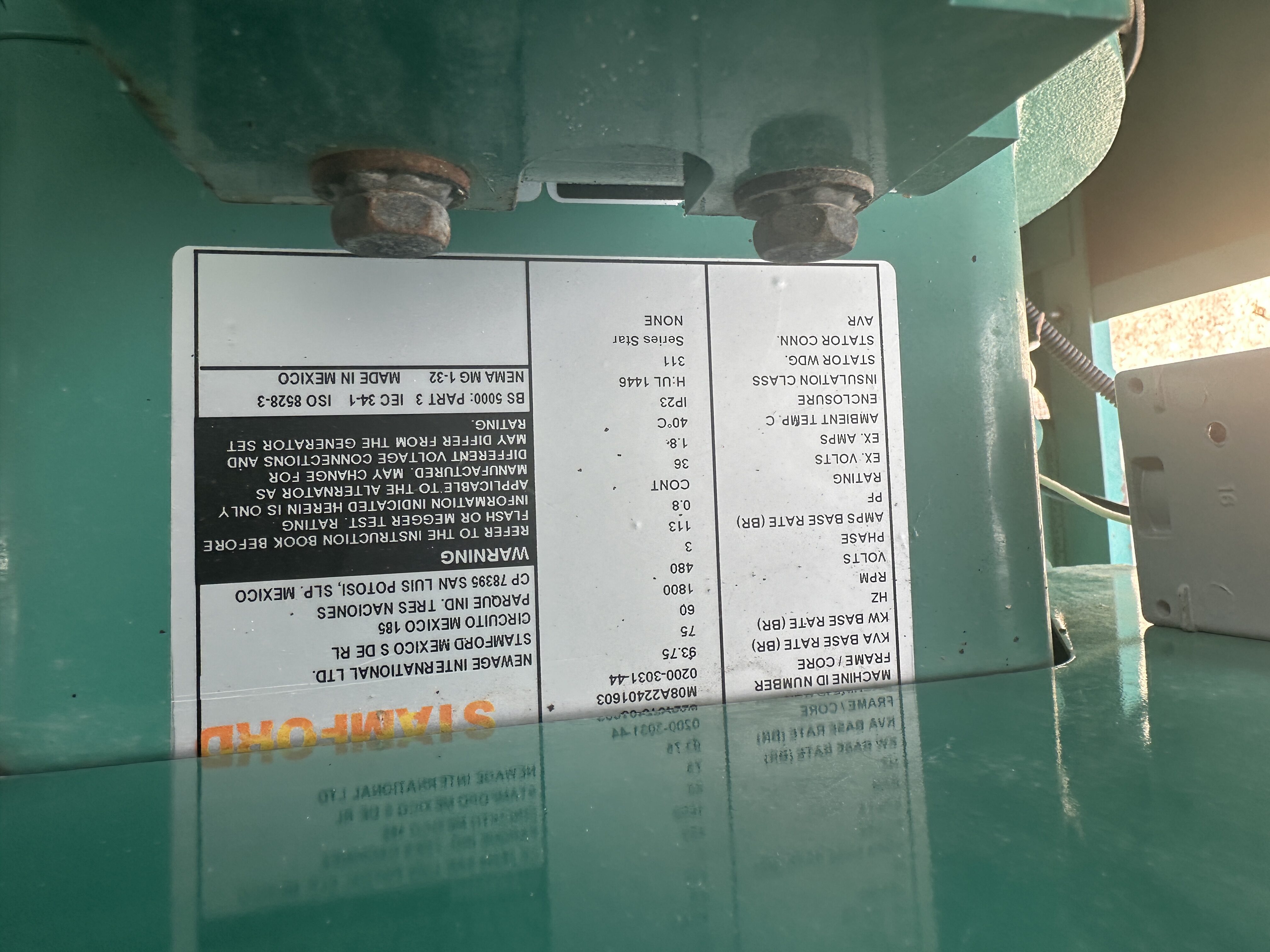 Used Cummins kW Generator Set  rotated