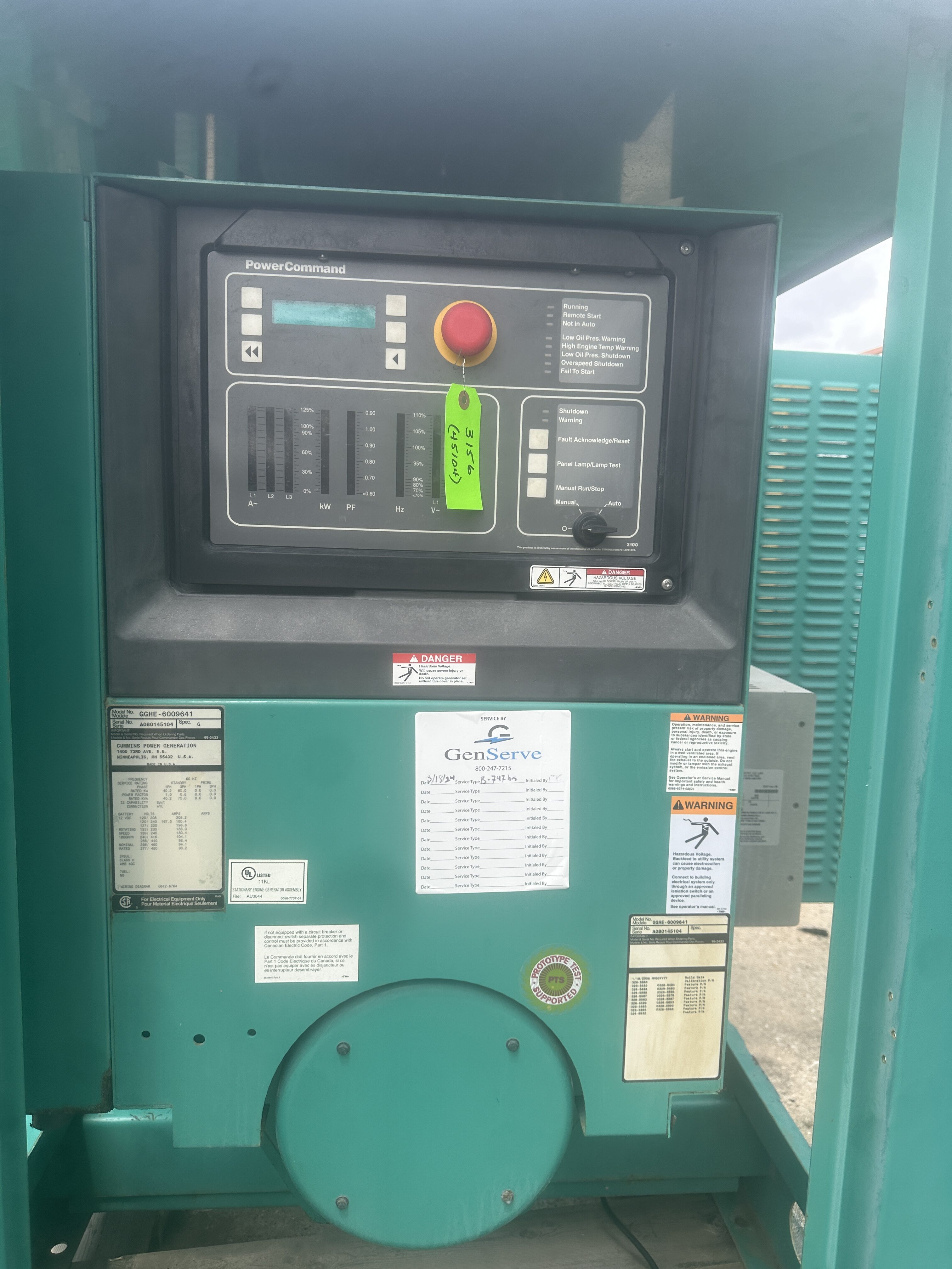Used Cummins kW Generator Set  rotated